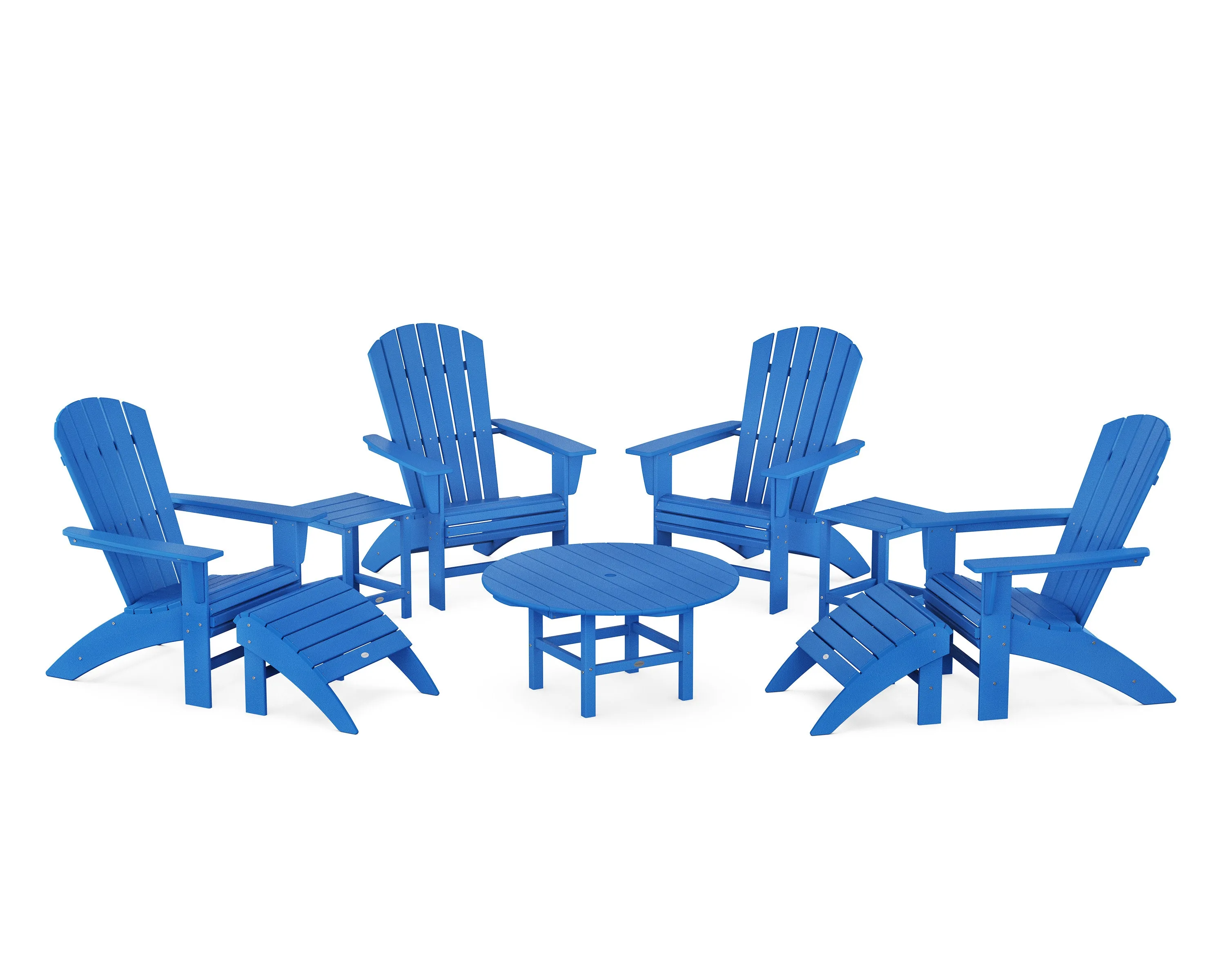 Nautical Curveback Adirondack Chair 9-Piece Conversation Set