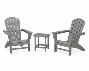 Nautical 3-Piece Adirondack Set with South Beach 18" Side Tableoutdoor patio dining furniture set