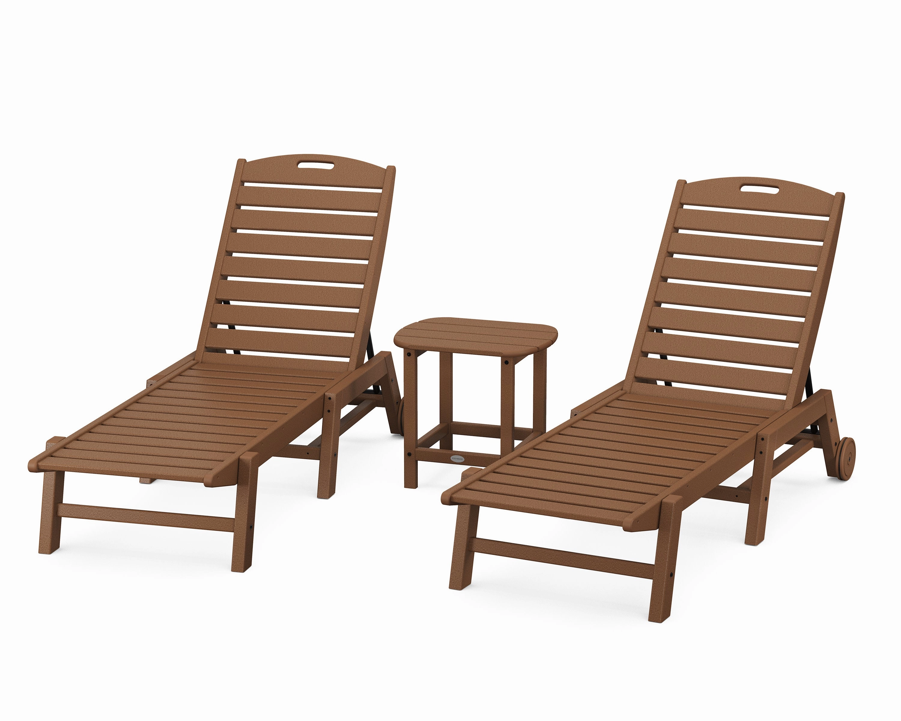 Nautical 3-Piece Chaise Lounge with Wheels Set with South Beach 18" Side Table