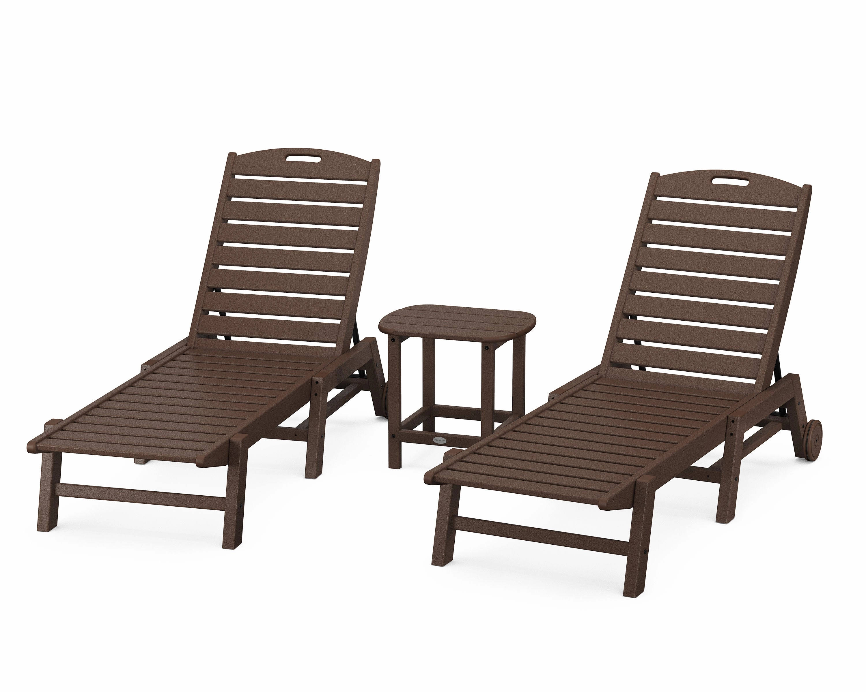 Nautical 3-Piece Chaise Lounge with Wheels Set with South Beach 18" Side Table