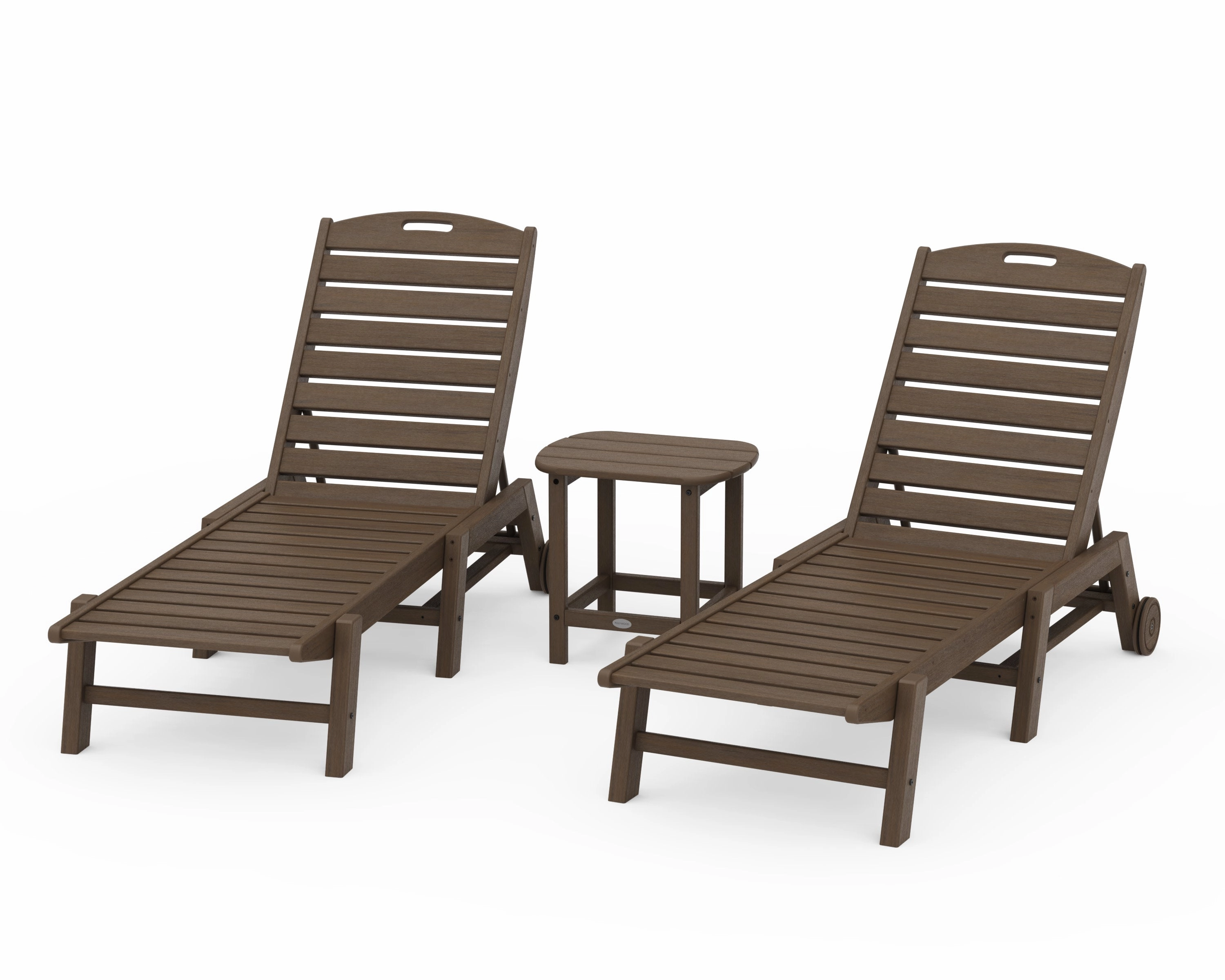 Nautical 3-Piece Chaise Lounge with Wheels Set with South Beach 18" Side Table