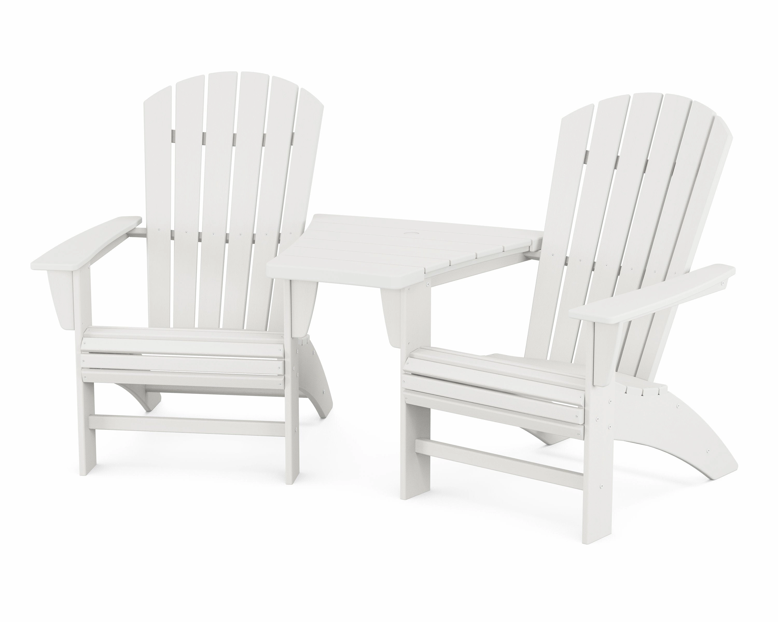 Nautical 3-Piece Curveback Adirondack Set with Angled Connecting Table