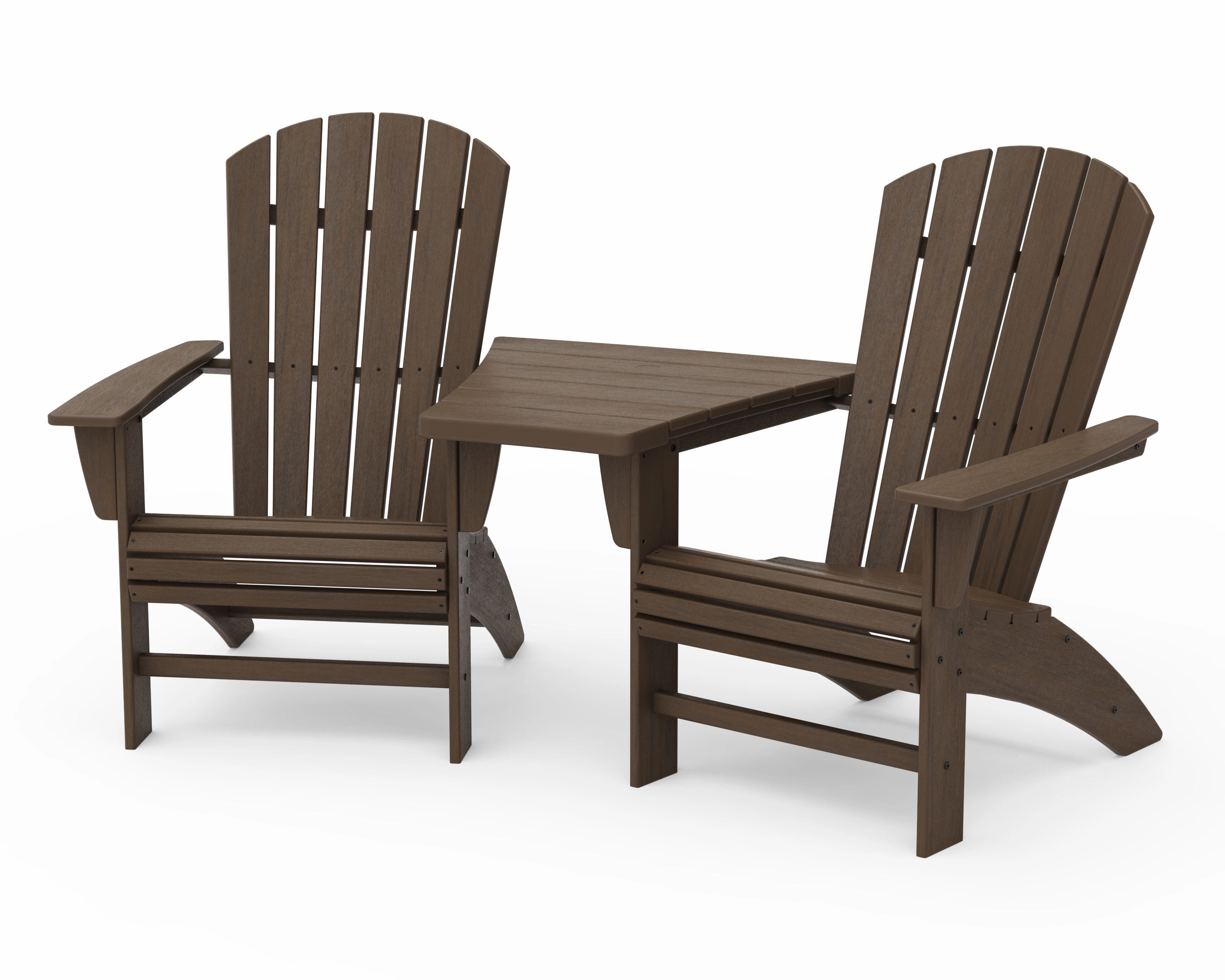 Nautical 3-Piece Curveback Adirondack Set with Angled Connecting Table