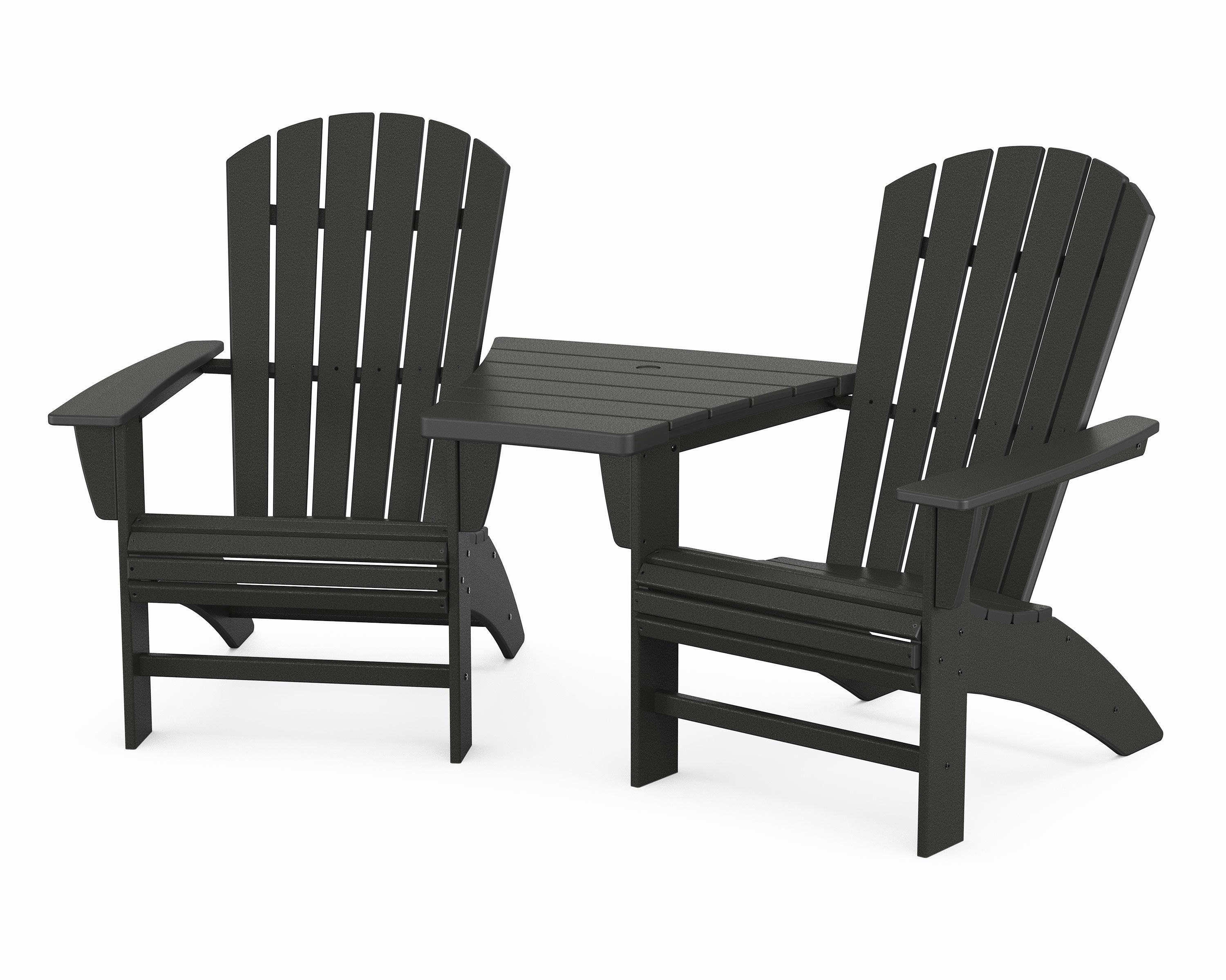 Nautical 3-Piece Curveback Adirondack Set with Angled Connecting Table