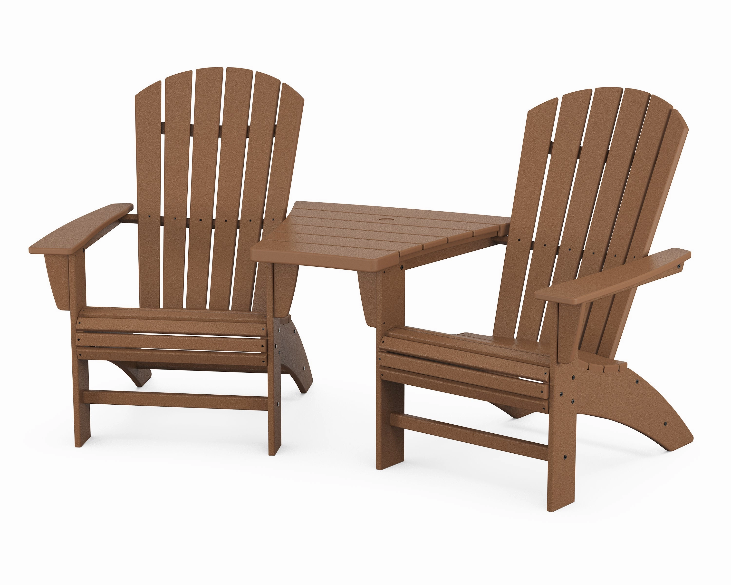 Nautical 3-Piece Curveback Adirondack Set with Angled Connecting Table