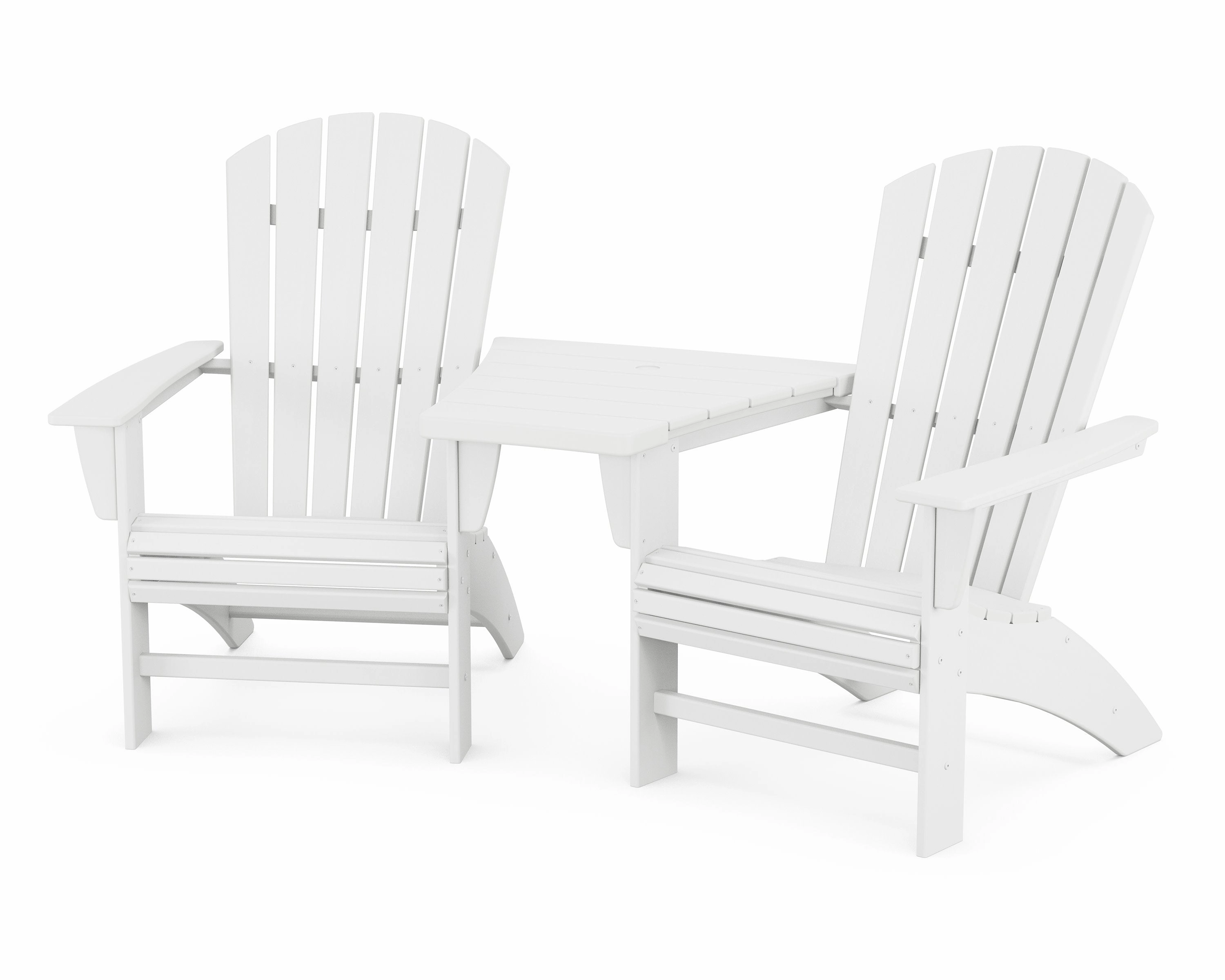 Nautical 3-Piece Curveback Adirondack Set with Angled Connecting Table