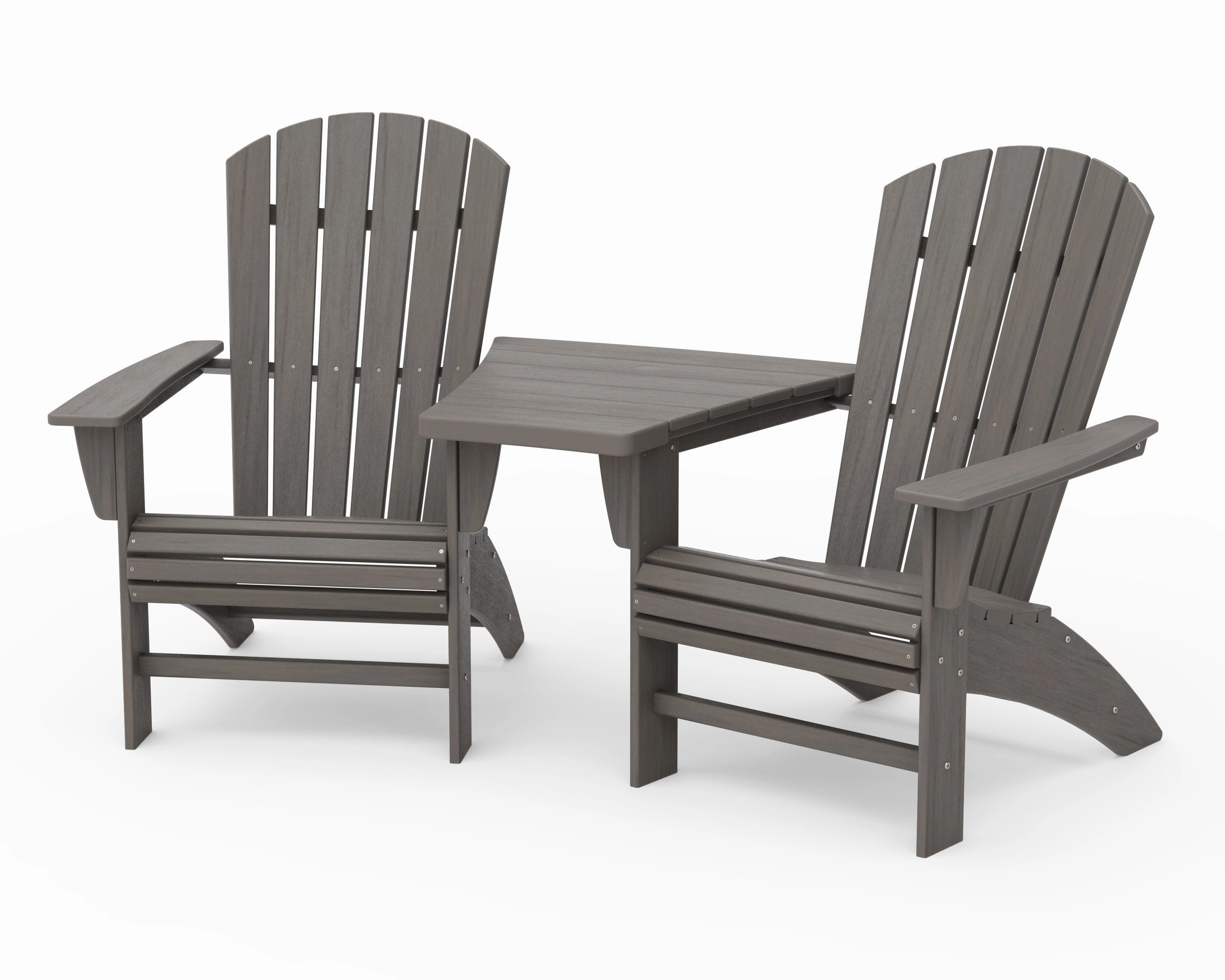Nautical 3-Piece Curveback Adirondack Set with Angled Connecting Table