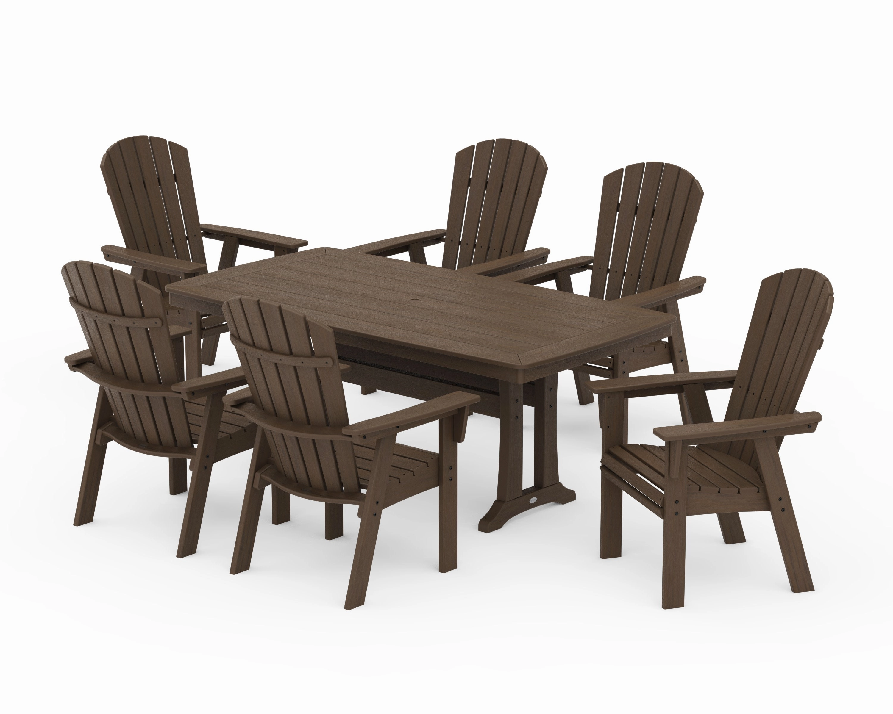 Nautical Curveback Adirondack 7-Piece Dining Set with Trestle Legs