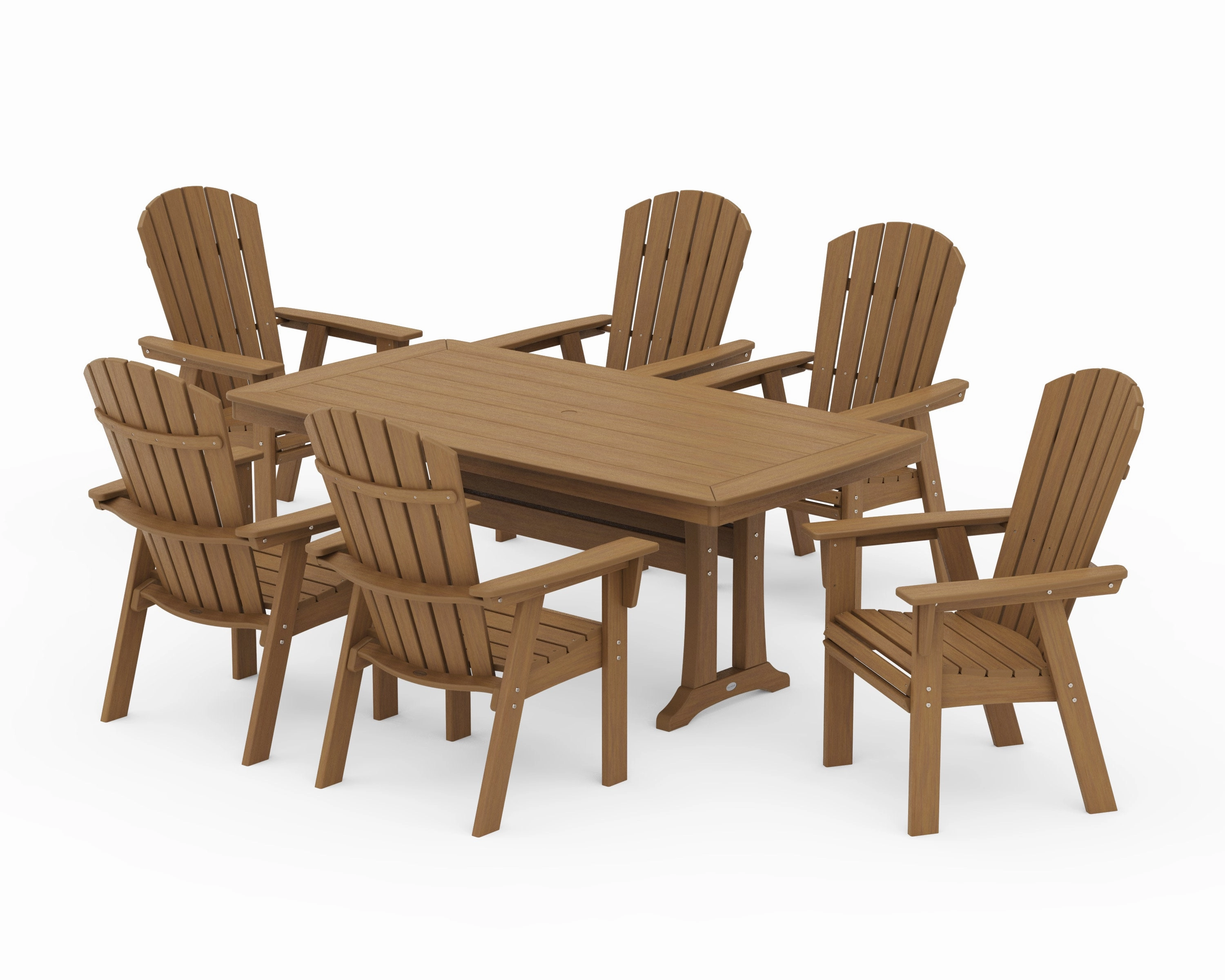 Nautical Curveback Adirondack 7-Piece Dining Set with Trestle Legs