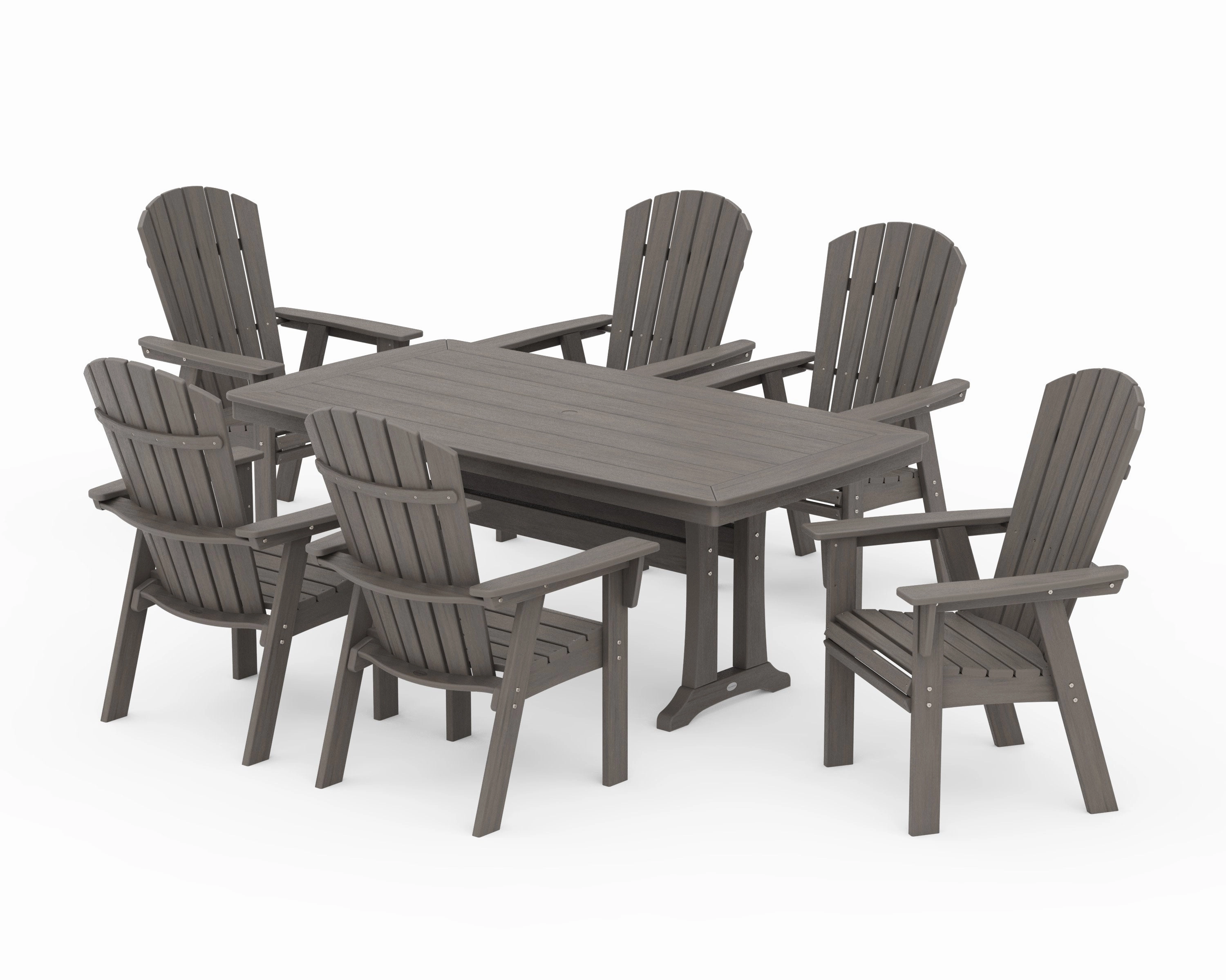 Nautical Curveback Adirondack 7-Piece Dining Set with Trestle Legs