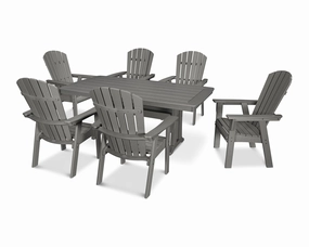 Nautical Curveback Adirondack 7-Piece Dining Set with Trestle Legsoutdoor patio furniture set