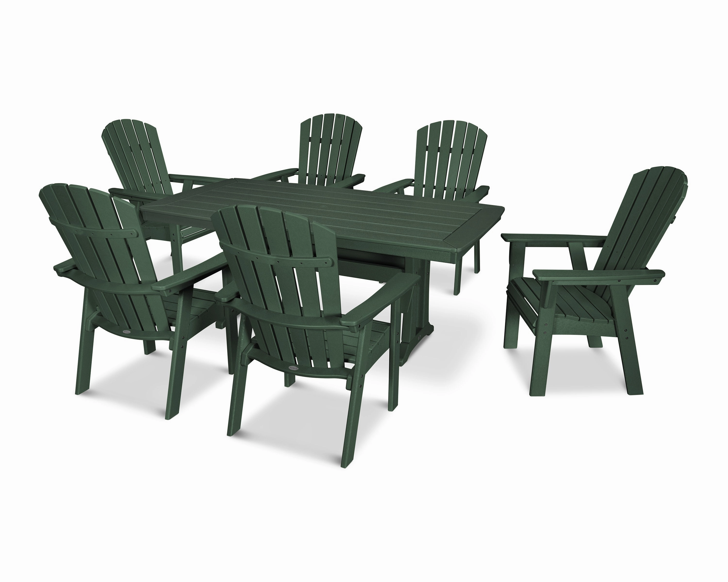Nautical Curveback Adirondack 7-Piece Dining Set with Trestle Legs