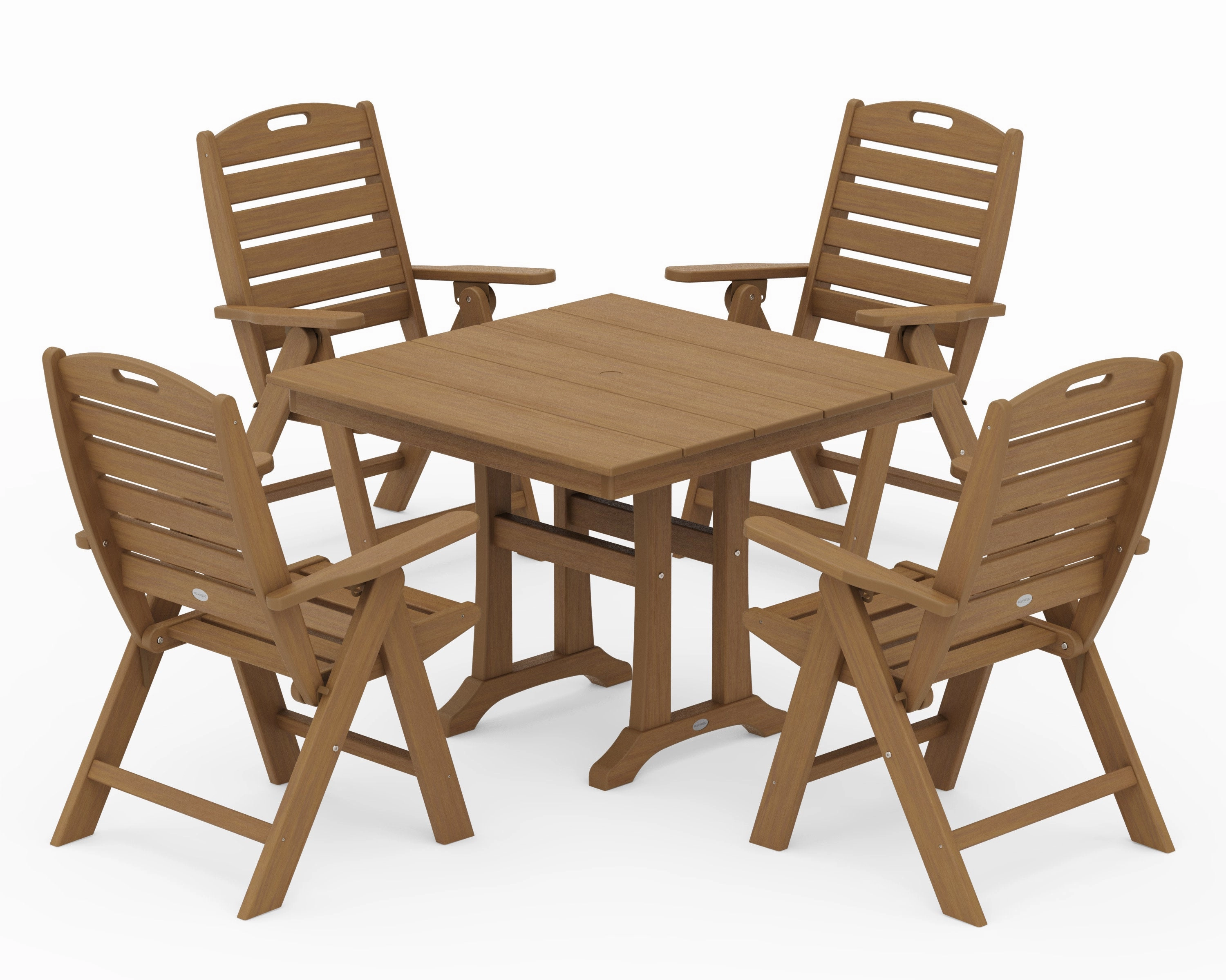 Nautical Folding Highback Chair 5-Piece Farmhouse Trestle Dining Set
