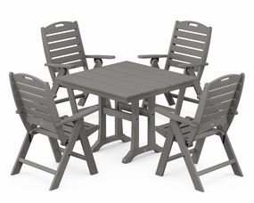 Nautical Folding Highback Chair 5-Piece Farmhouse Trestle Dining Setoutdoor patio furniture set