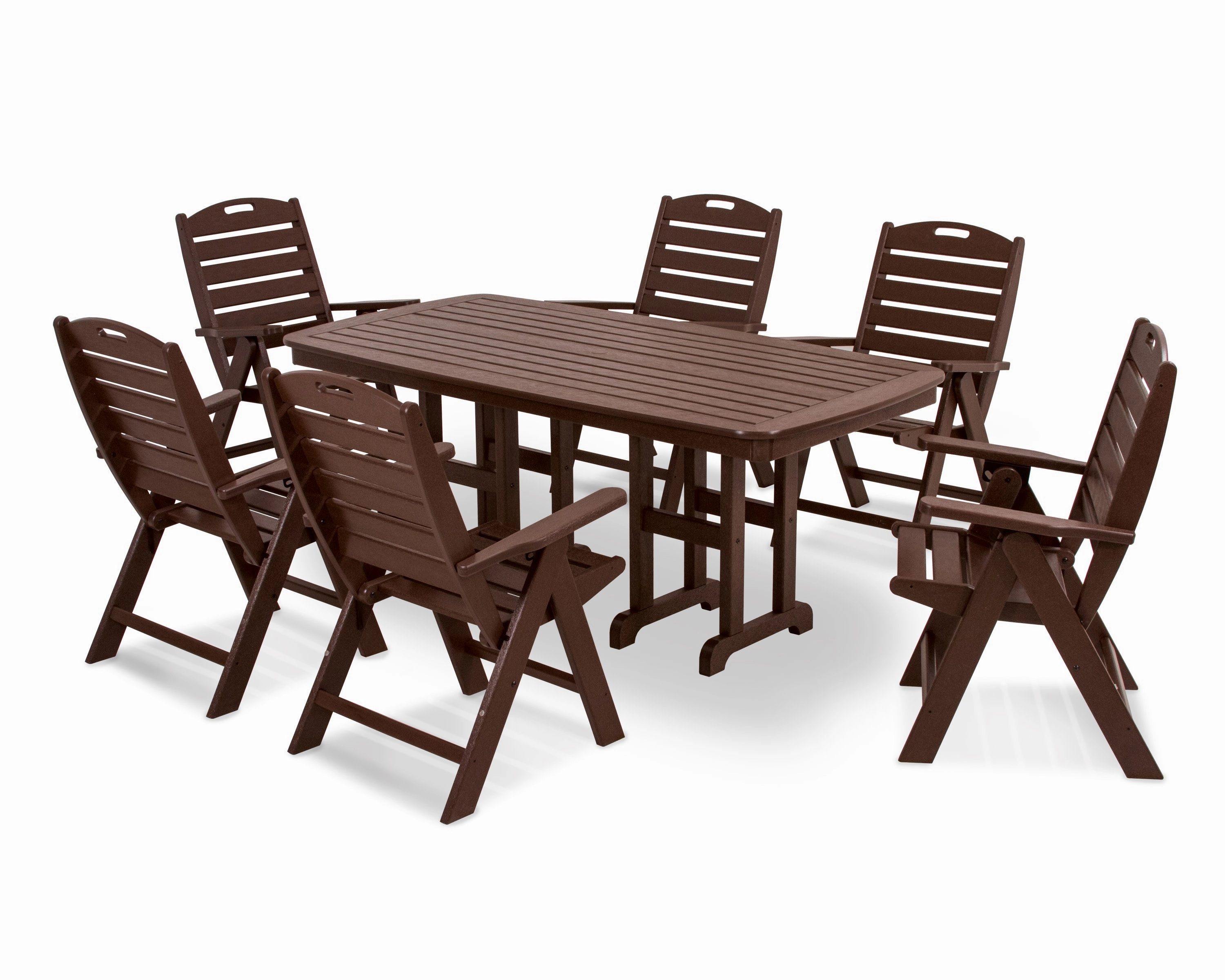Nautical Folding Highback Chair 7-Piece Dining Set