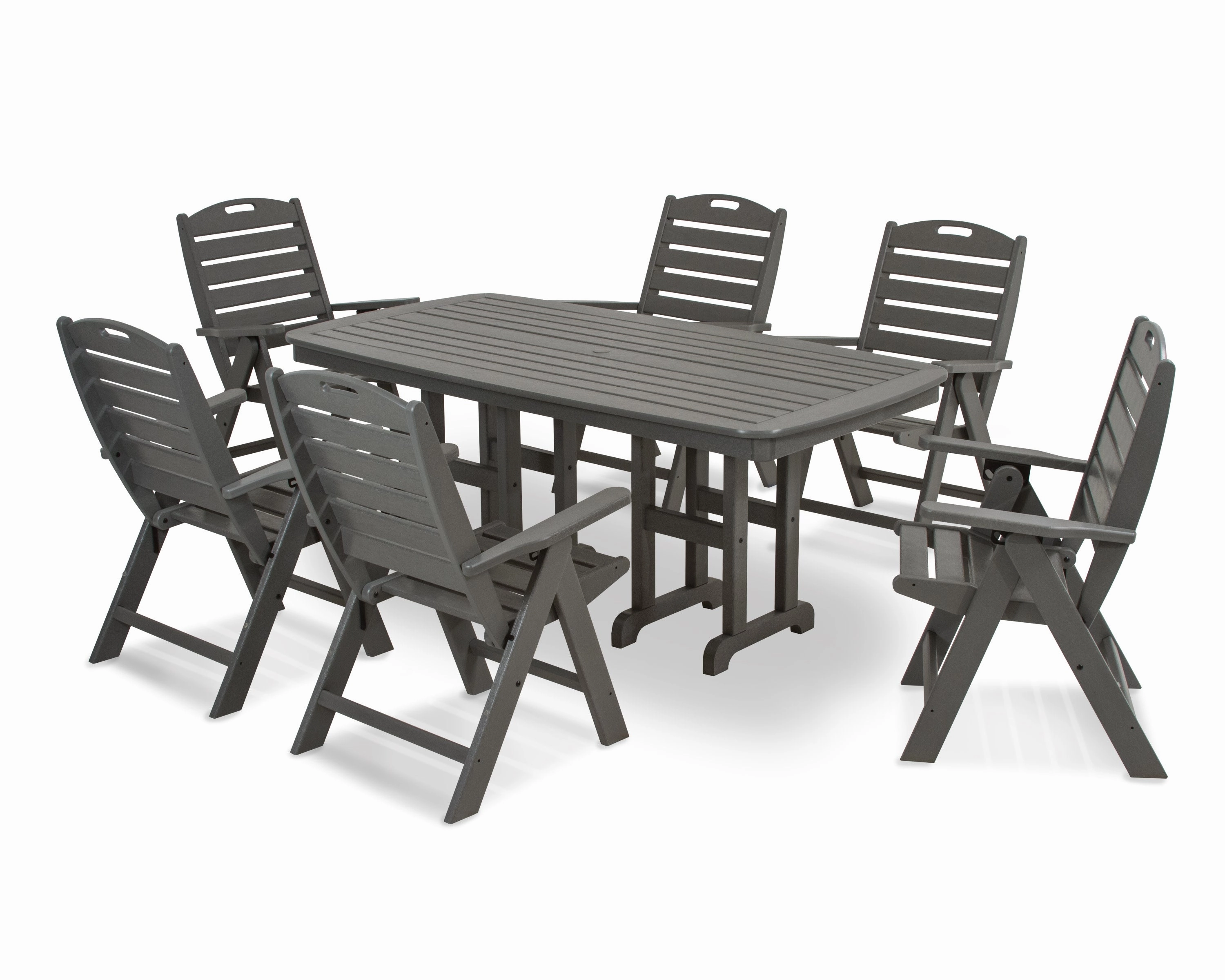 Nautical Folding Highback Chair 7-Piece Dining Setoutdoor patio furniture set