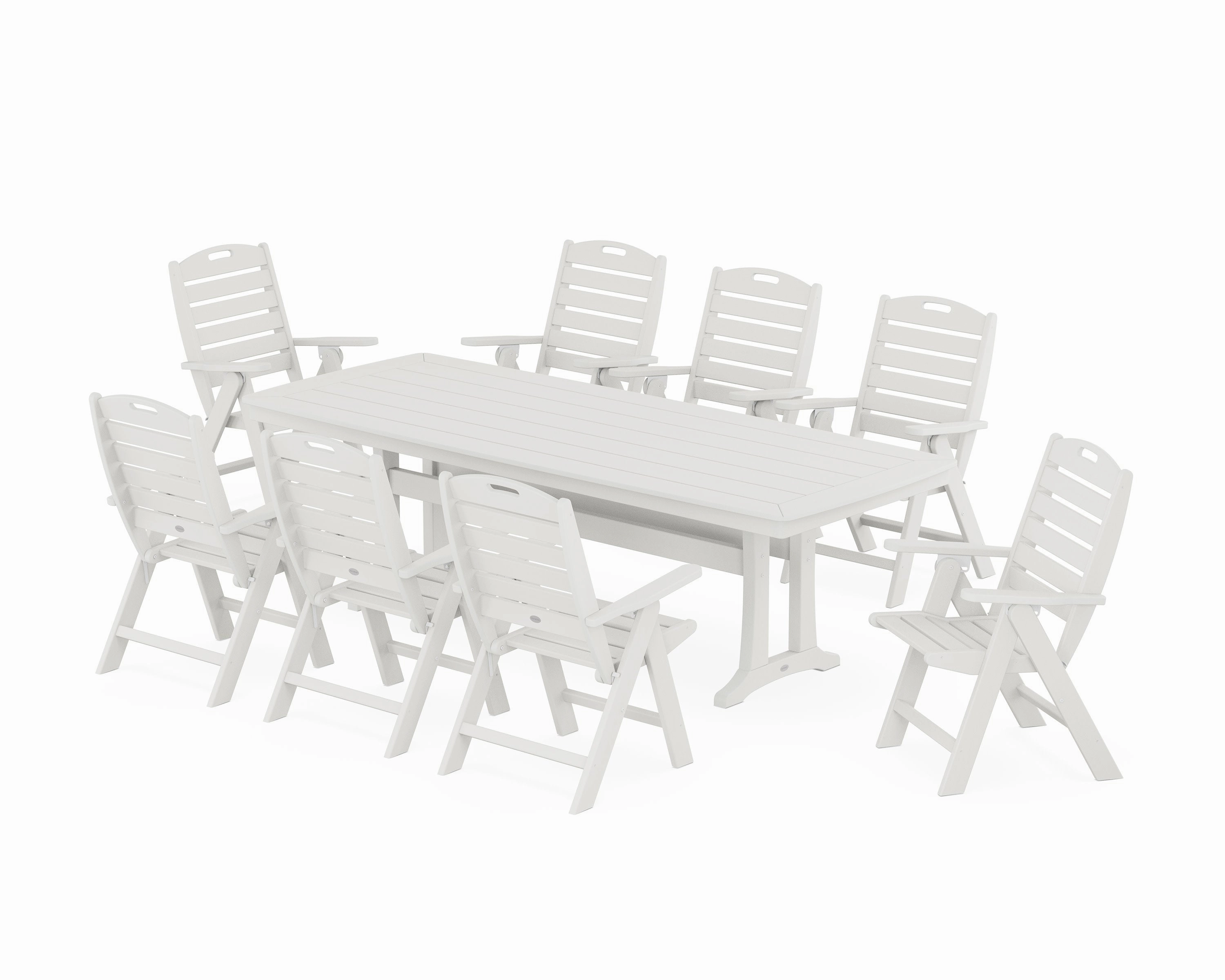 Nautical Highback 9-Piece Dining Set with Trestle Legs