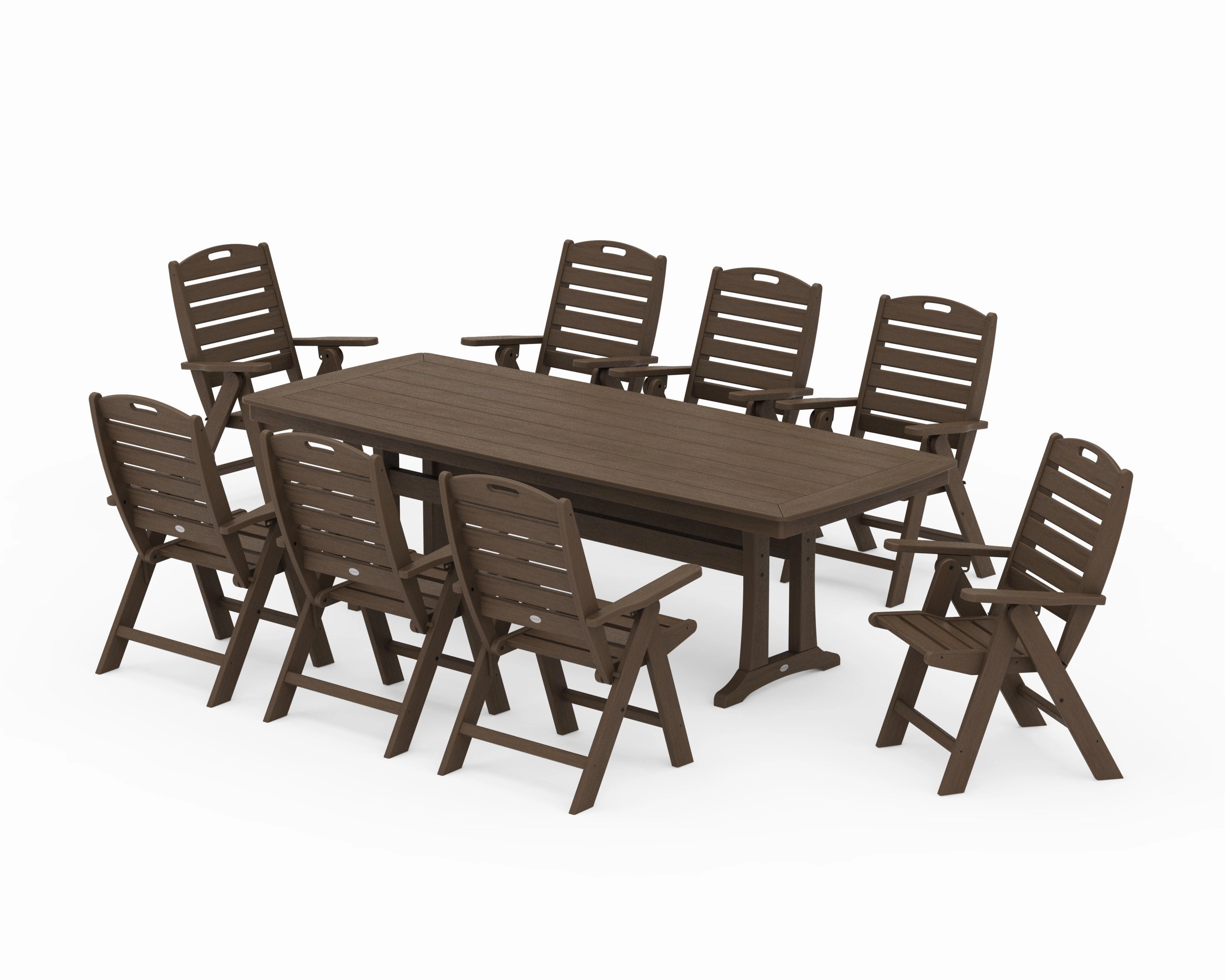 Nautical Highback 9-Piece Dining Set with Trestle Legs
