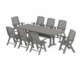 Nautical Highback 9-Piece Dining Set with Trestle Legsoutdoor patio furniture set