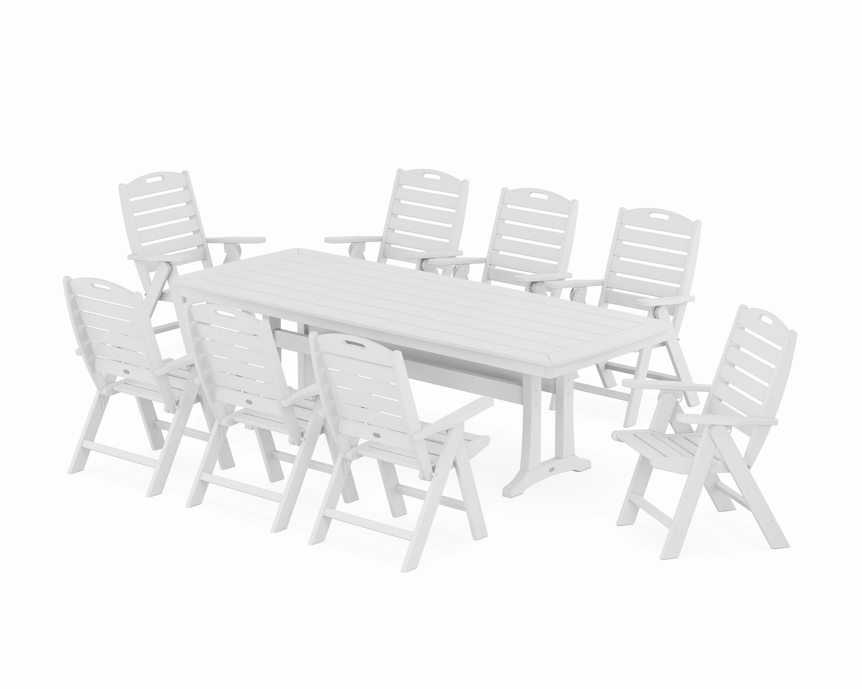 Nautical Highback 9-Piece Dining Set with Trestle Legs