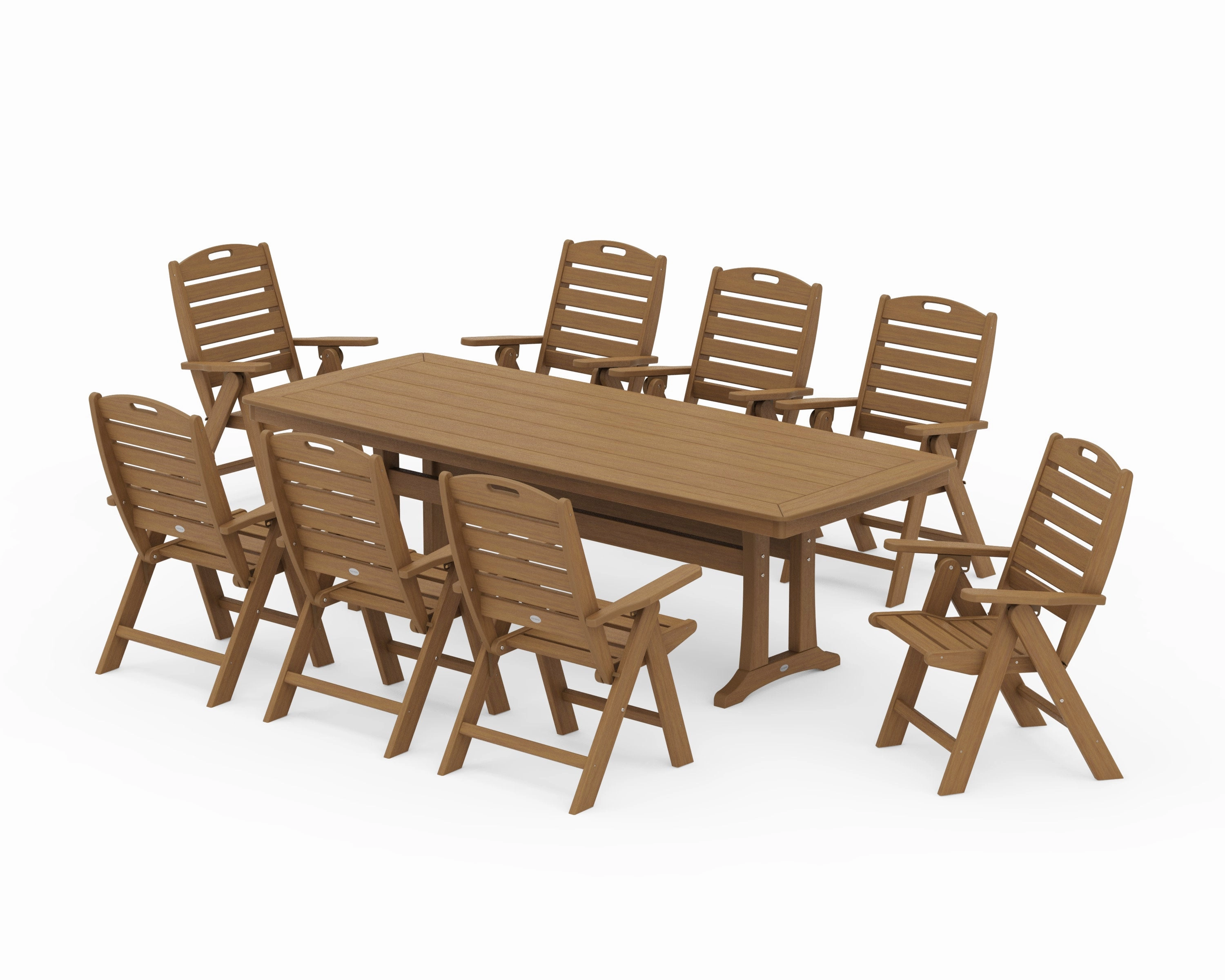 Nautical Highback 9-Piece Dining Set with Trestle Legs