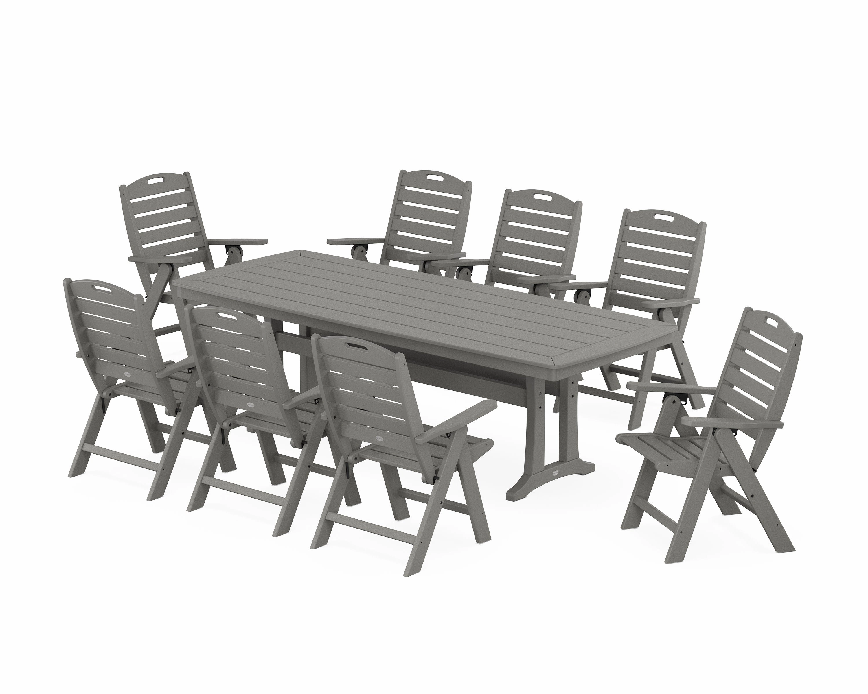Nautical Highback 9-Piece Dining Set with Trestle Legsoutdoor patio furniture set
