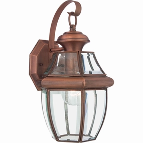 Newbury One Light Outdoor Wall Lantern Aged CopperOutdoor wall sconces with motion sensor