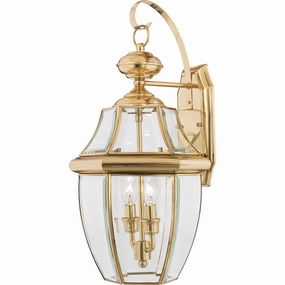 Newbury Two Light Outdoor Wall Lantern Polished BrassOutdoor wall sconces with motion sensor