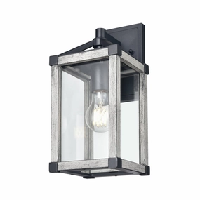 Nipigon Outdoor One Light Wall Sconce Black/White Washed Grey w/Clear GlassOutdoor wall sconces with motion sensor