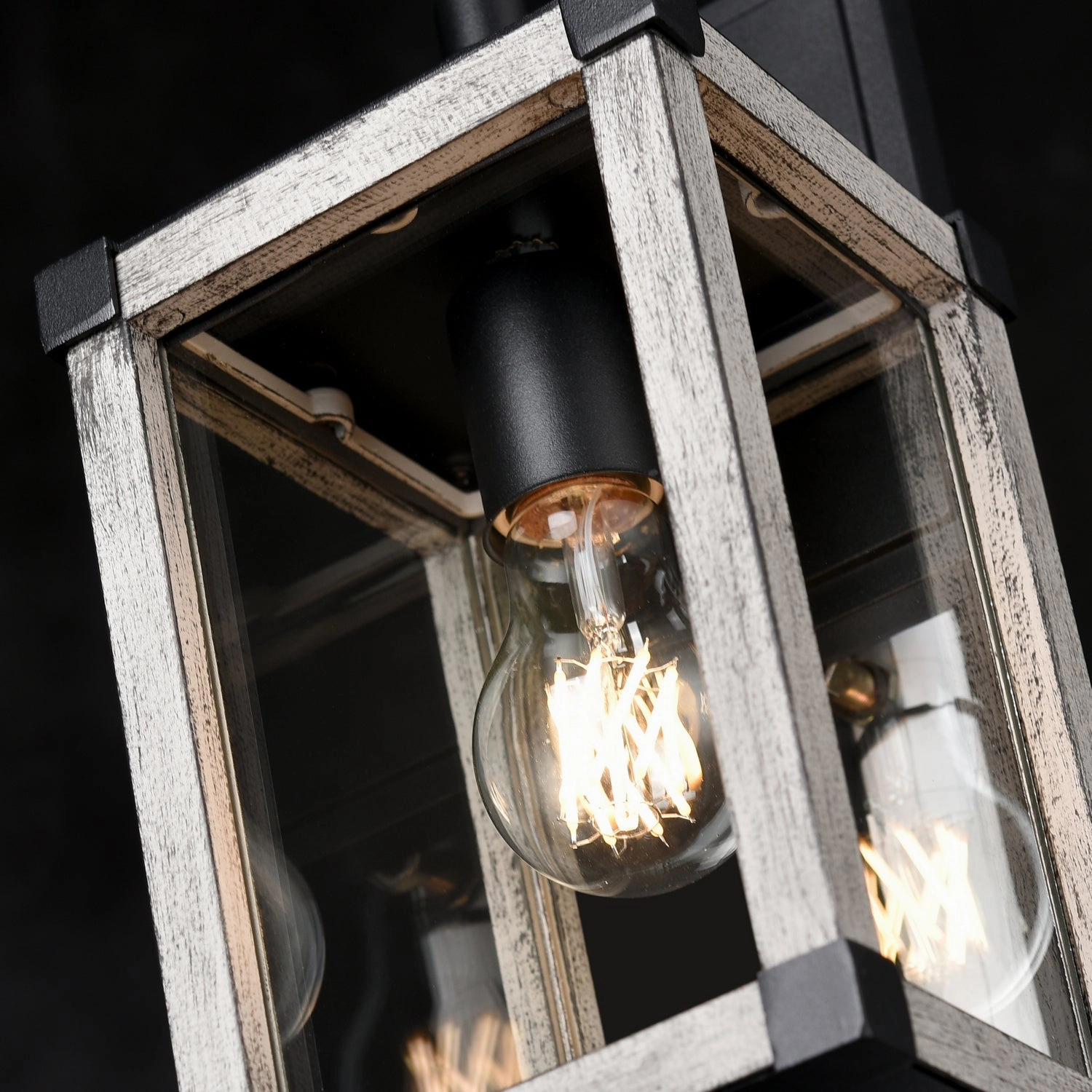 Nipigon Outdoor One Light Wall Sconce Black/White Washed Grey w/Clear Glass
