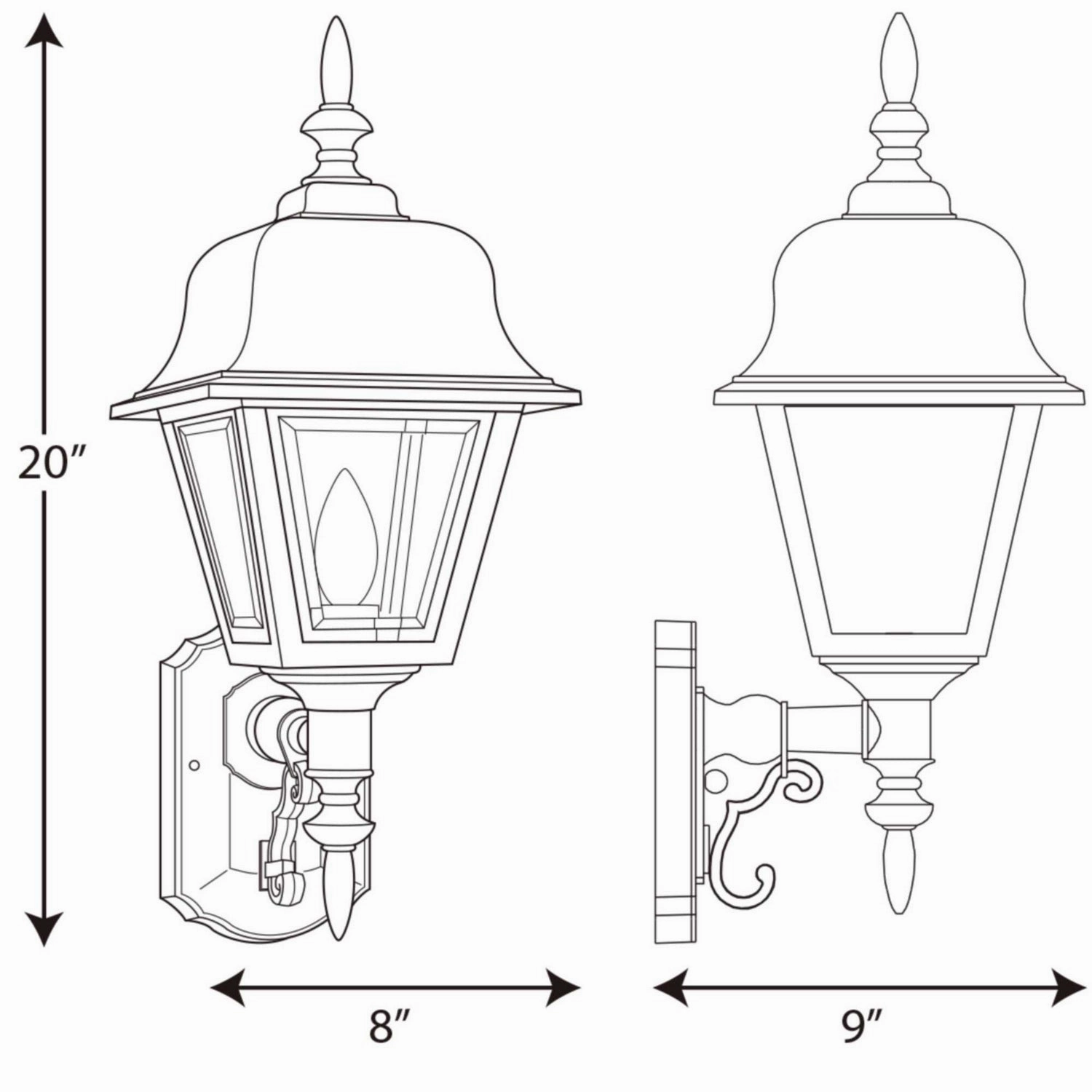 Non-Metallic Incandescent One Light Wall Lantern Black