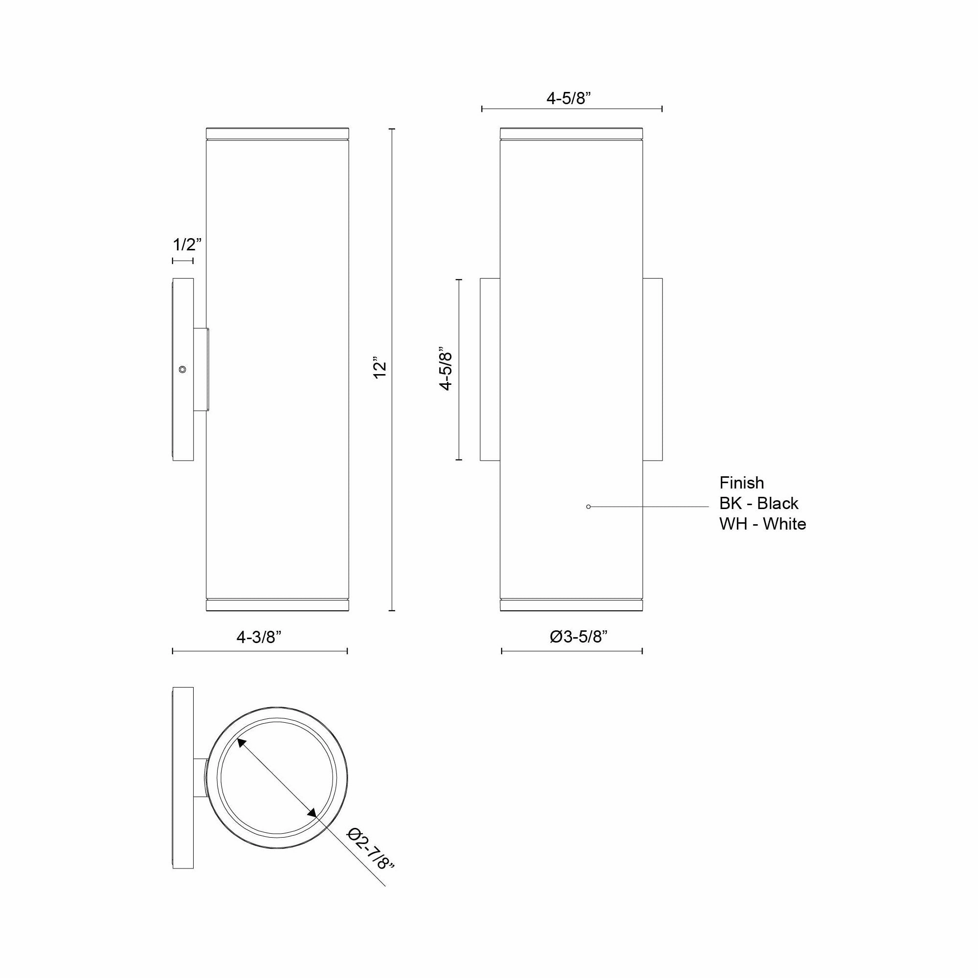 Nordic 12" (3" Dia.) LED Exterior Wall