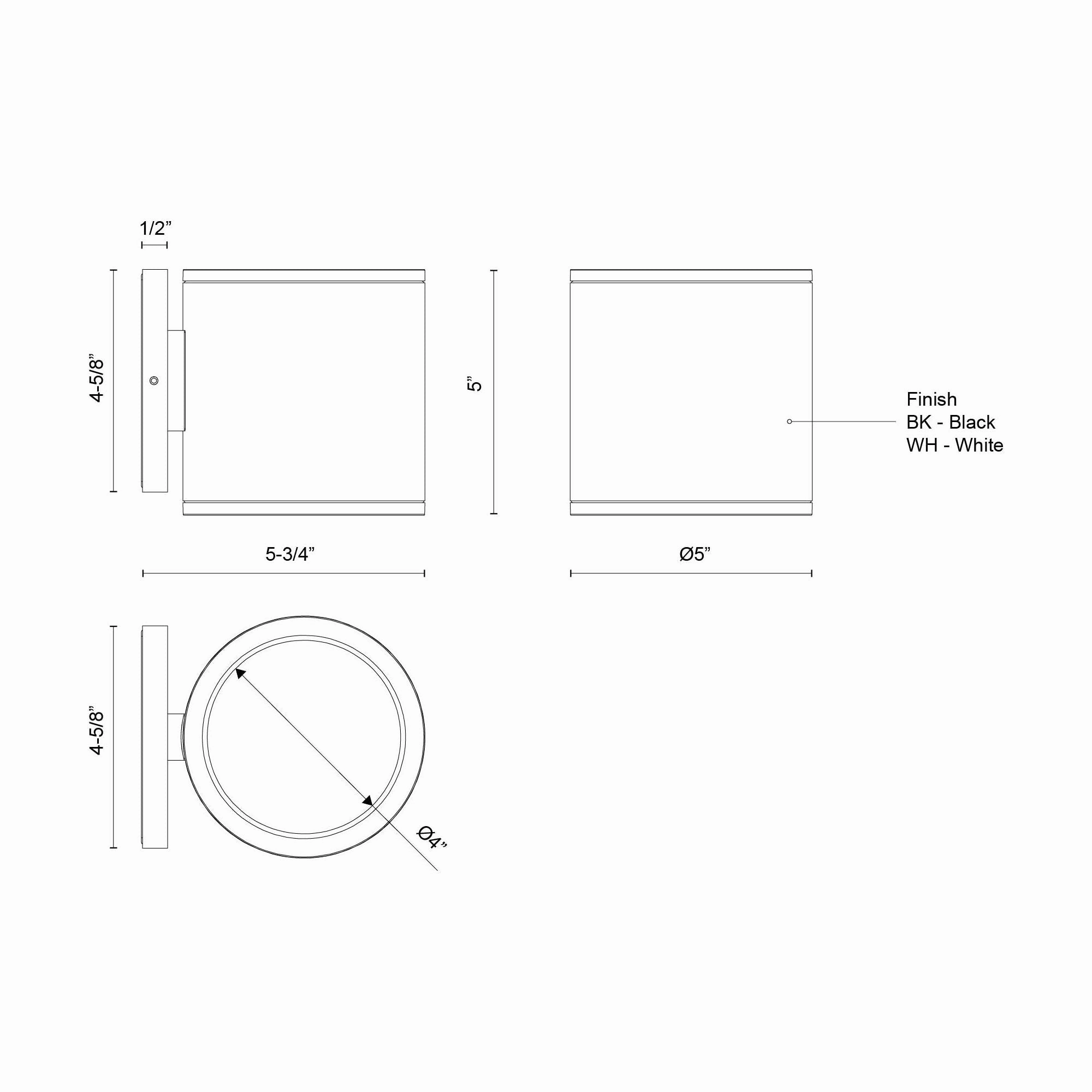 Nordic 5" (5" Dia.) LED Exterior Wall