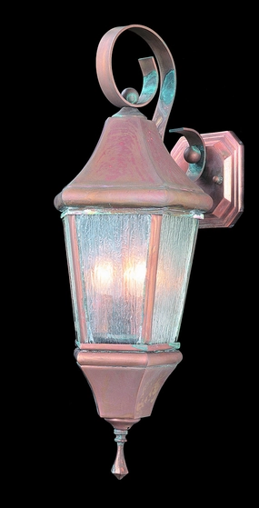 Normandy Three Light Exterior Wall Mount Raw Copper w/Rain GlassOutdoor wall sconces with motion sensor