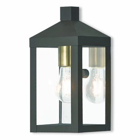 Nyack One Light Outdoor Wall Lantern Bronze w/ Antique Brass Cluster and Polished Chrome Stainless SteelOutdoor wall sconces with motion sensor