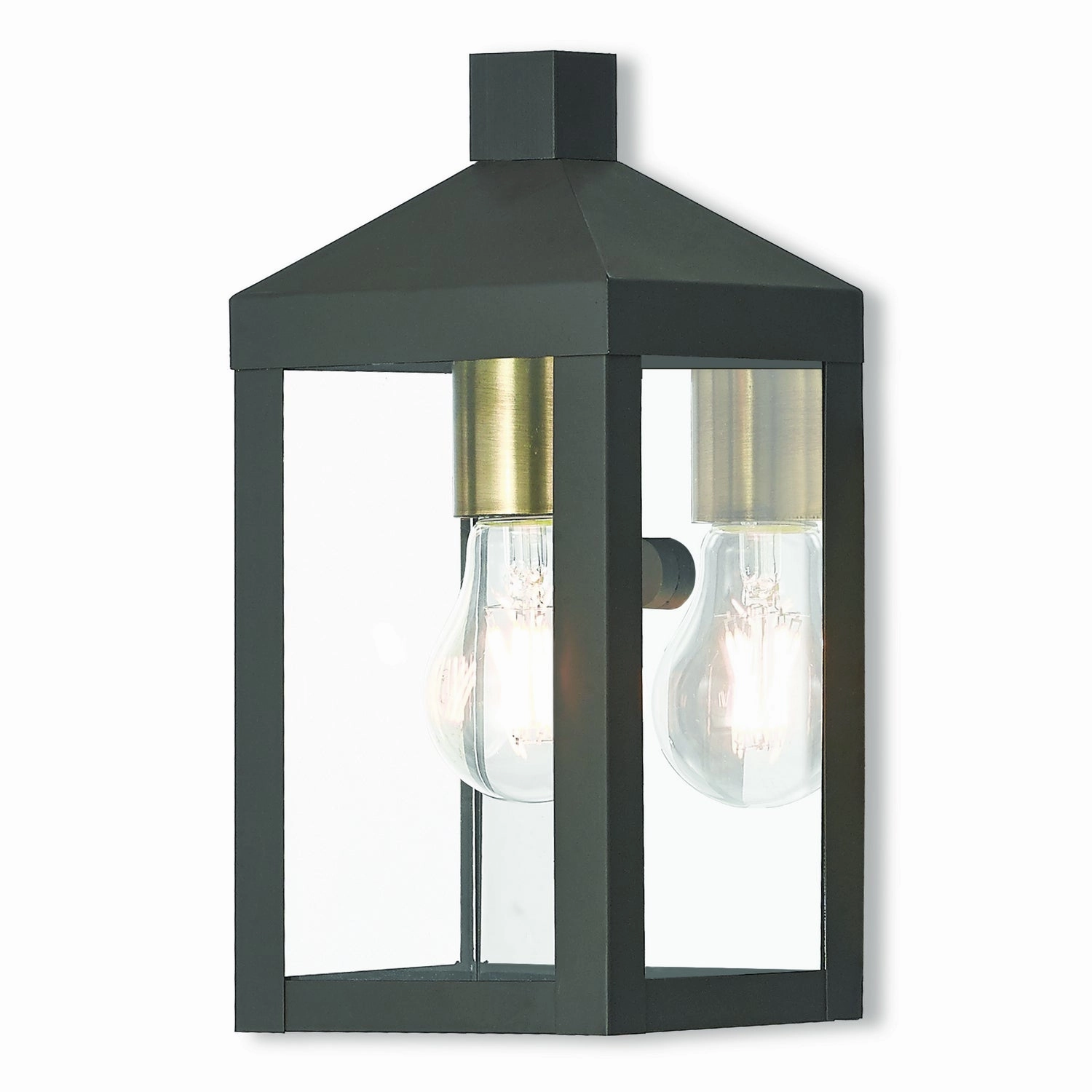Nyack One Light Outdoor Wall Lantern Bronze w/ Antique Brass Cluster and Polished Chrome Stainless SteelOutdoor wall sconces with motion sensor