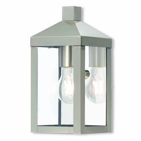 Nyack One Light Outdoor Wall Lantern Brushed Nickel w/ Polished Chrome Stainless SteelOutdoor wall sconces with motion sensor