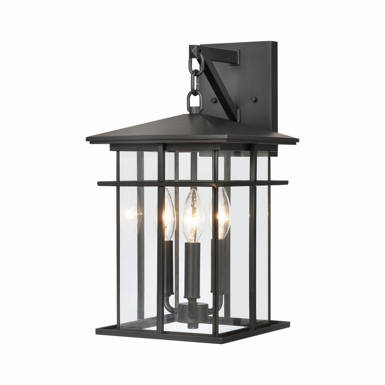 Oak Park Three Light Outdoor Wall Sconce Matte BlackOutdoor wall sconces with motion sensor