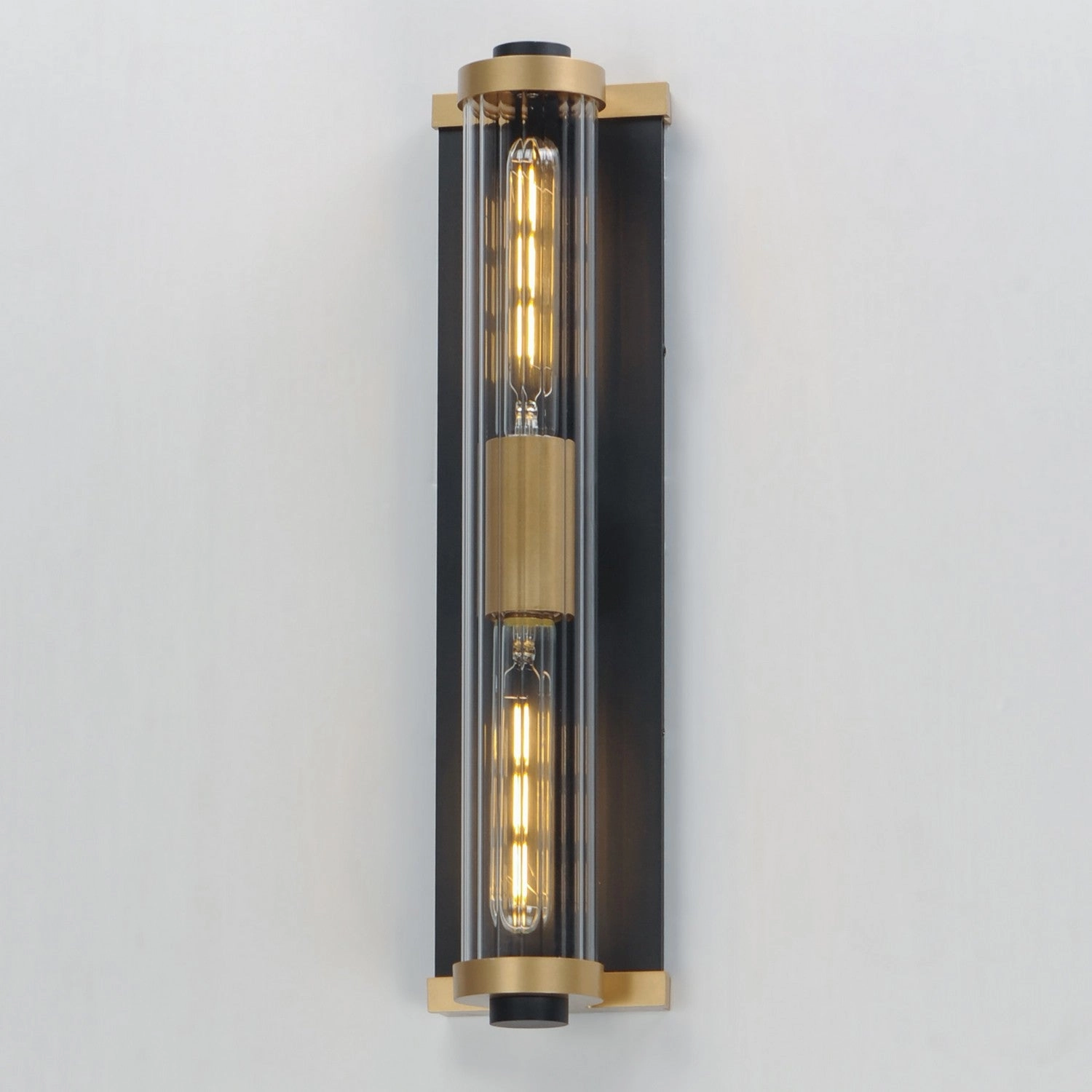 Opulent Two Light Outdoor Wall Sconce Black / Antique Brass