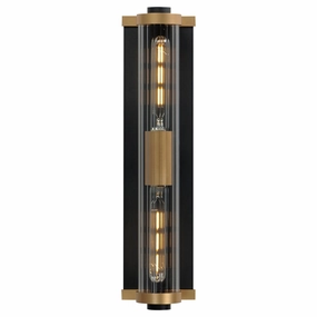 Opulent Two Light Outdoor Wall Sconce Black / Antique BrassOutdoor wall sconces with motion sensor
