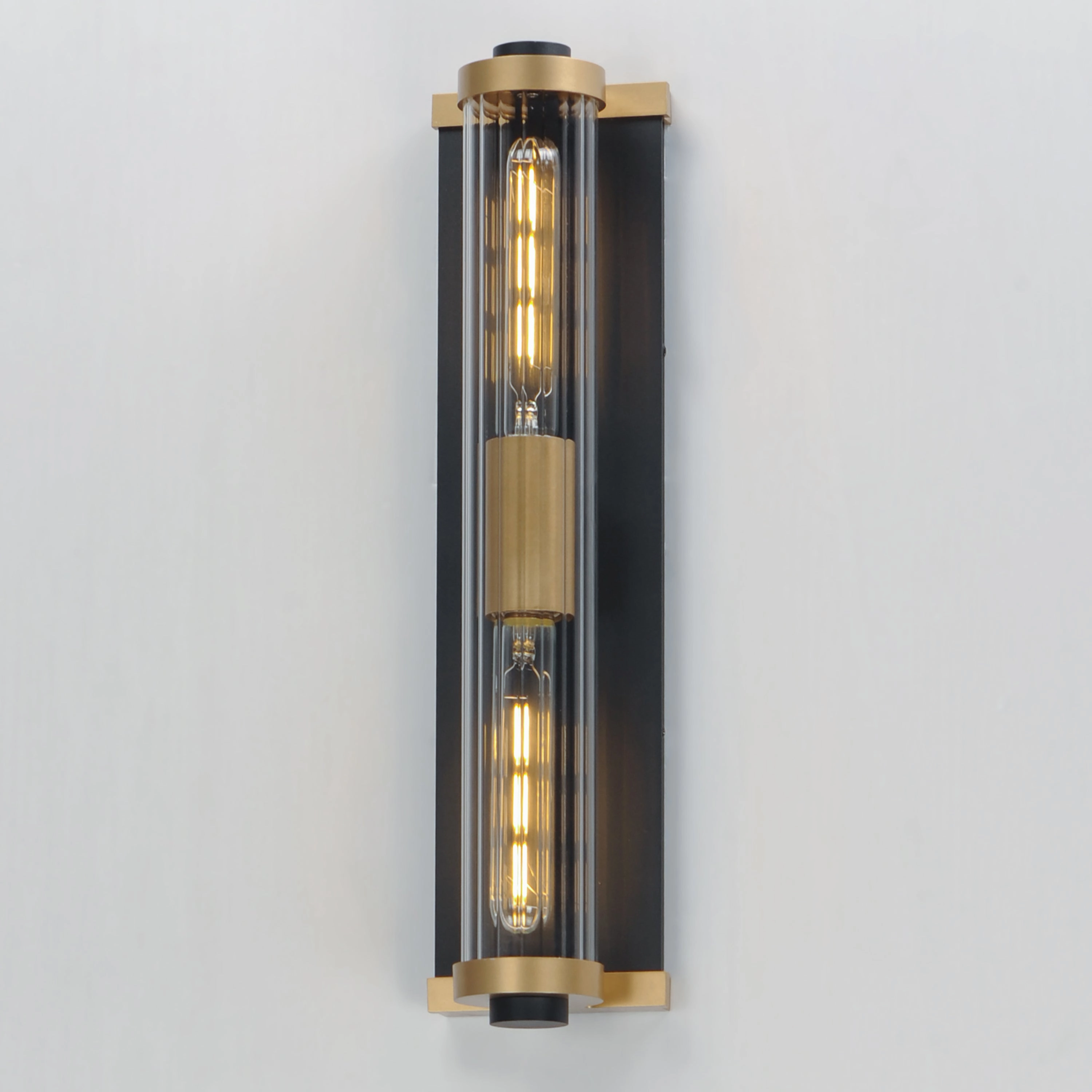 Opulent Two Light Outdoor Wall Sconce Black / Antique Brass