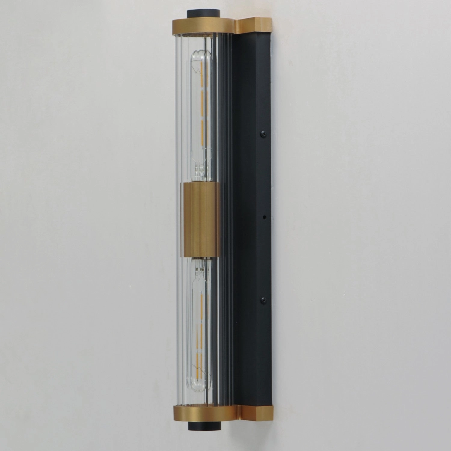Opulent Two Light Outdoor Wall Sconce Black / Antique Brass