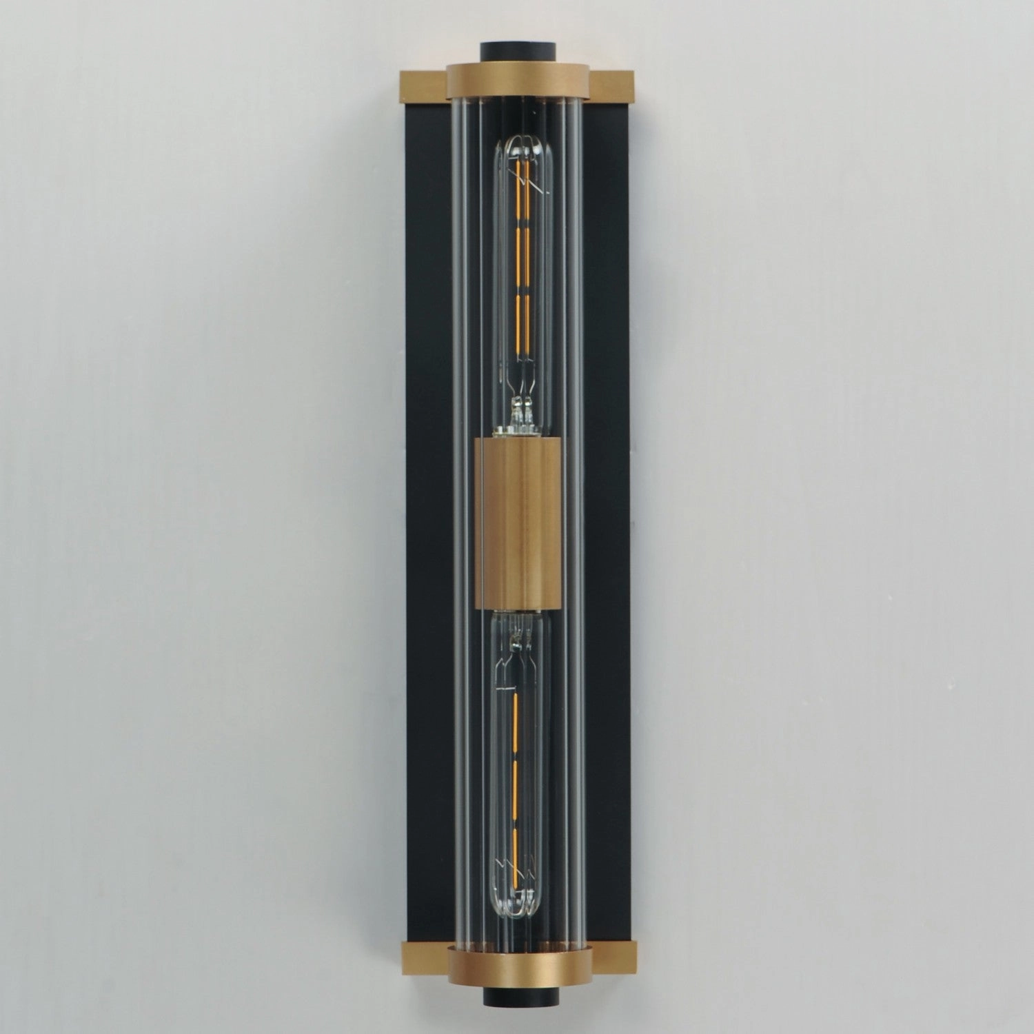 Opulent Two Light Outdoor Wall Sconce Black / Antique Brass