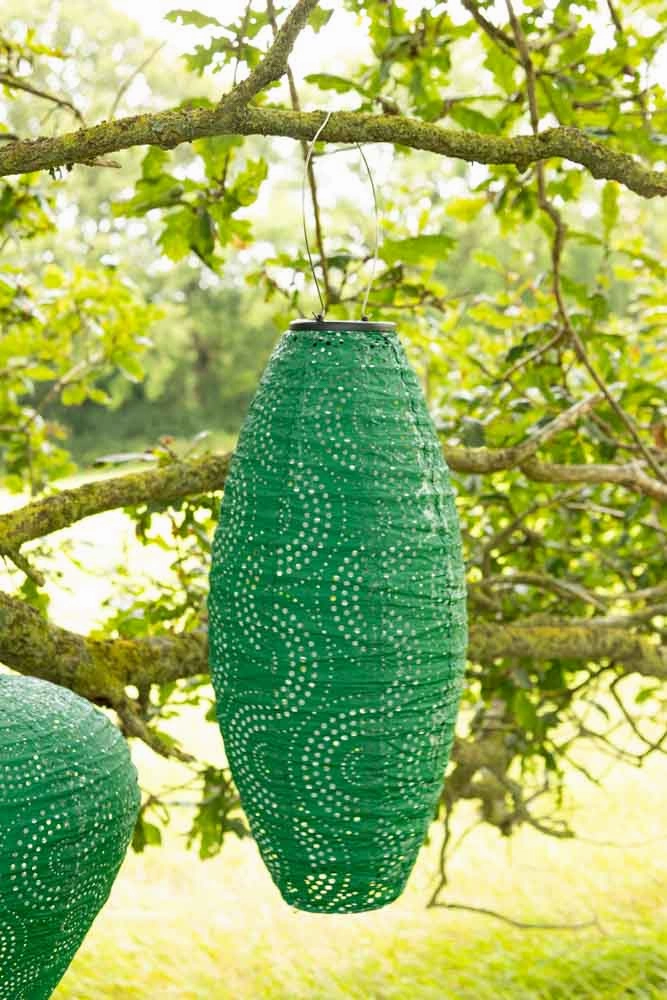 Oval Shaped Green Outdoor Garden Lantern