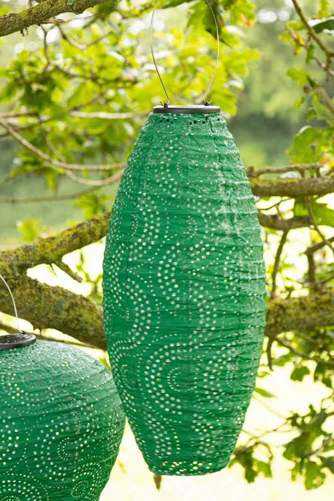 Oval Shaped Green Outdoor Garden Lantern