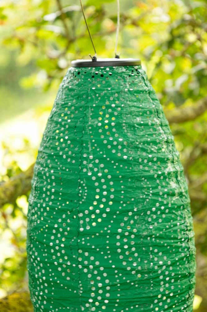Oval Shaped Green Outdoor Garden Lantern