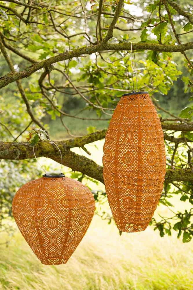 Oval Shaped Ochre Outdoor Garden Lantern