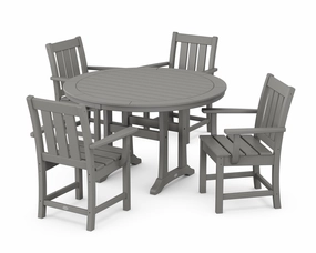 Oxford 5-Piece Round Dining Set with Trestle Legsoutdoor patio furniture set