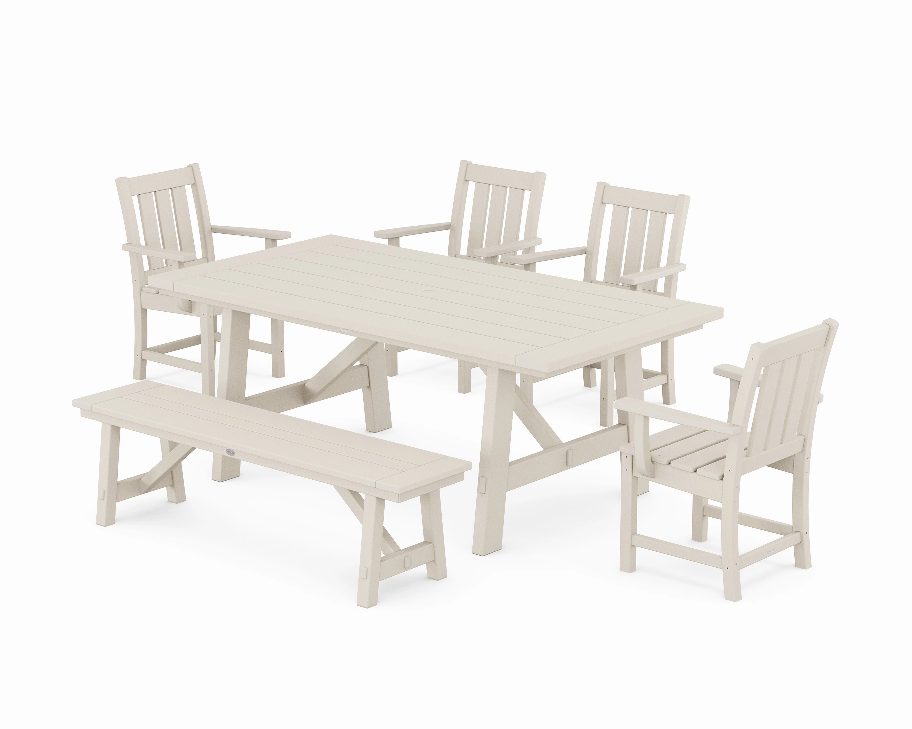 Oxford 6-Piece Rustic Farmhouse Dining Set with Bench