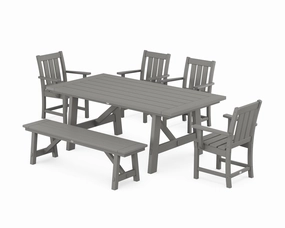 Oxford 6-Piece Rustic Farmhouse Dining Set with Benchoutdoor patio furniture set